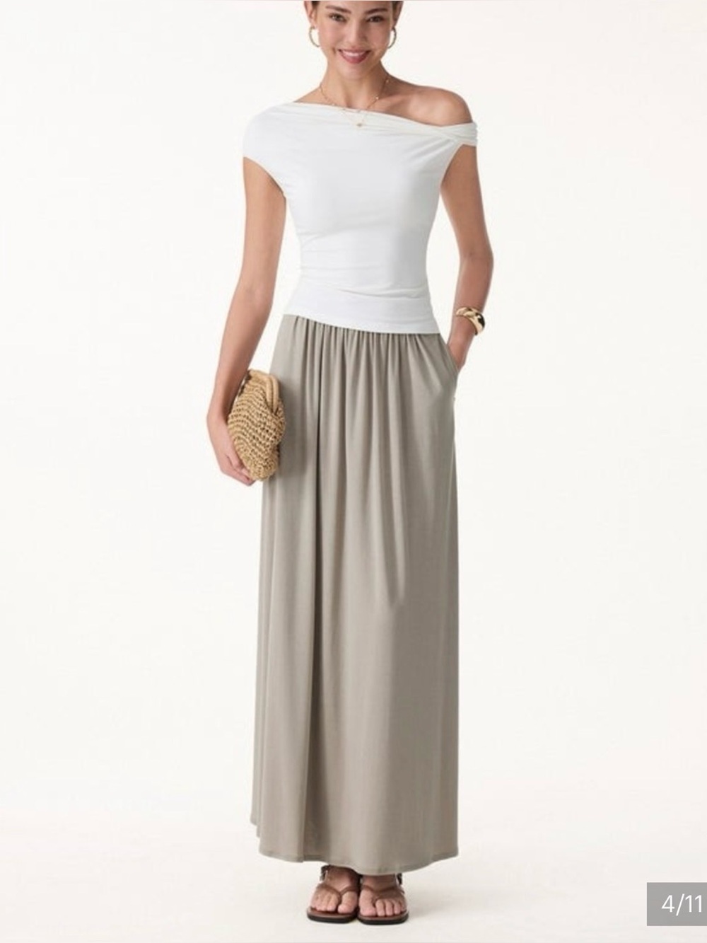 🤎 OGL Maxi Skirt in Taupe with POCKETS